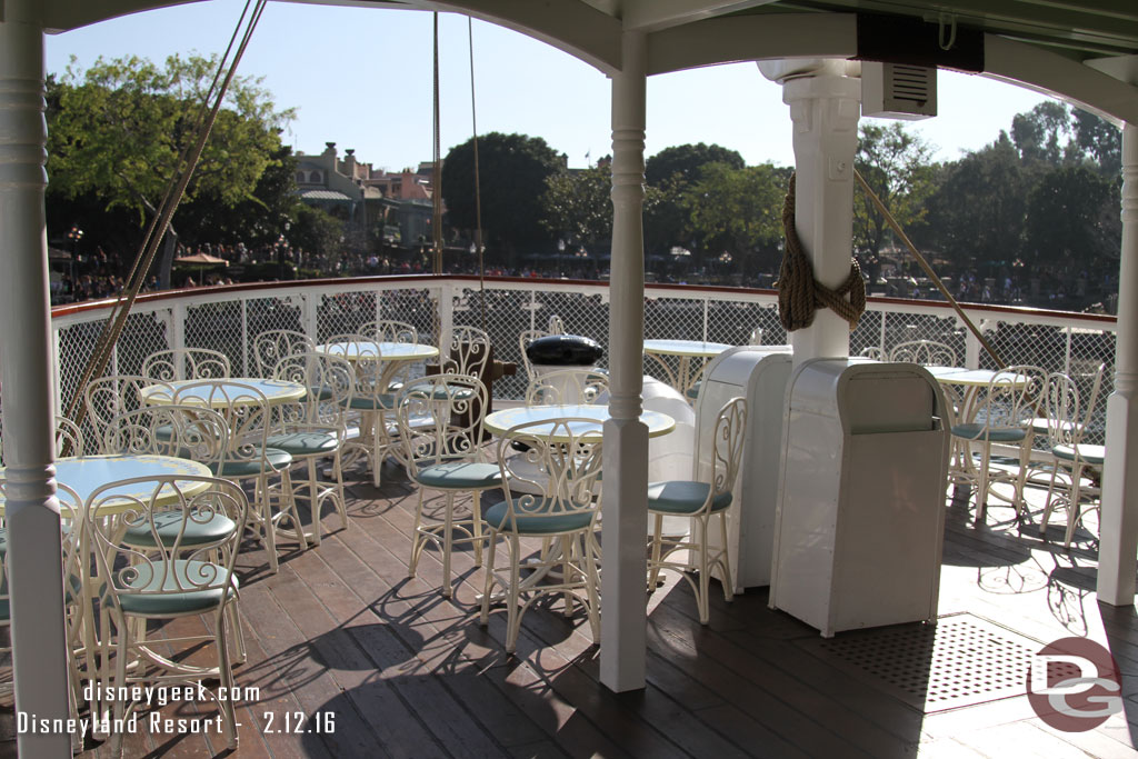 No one taking advantage of the sunny tables this afternoon.