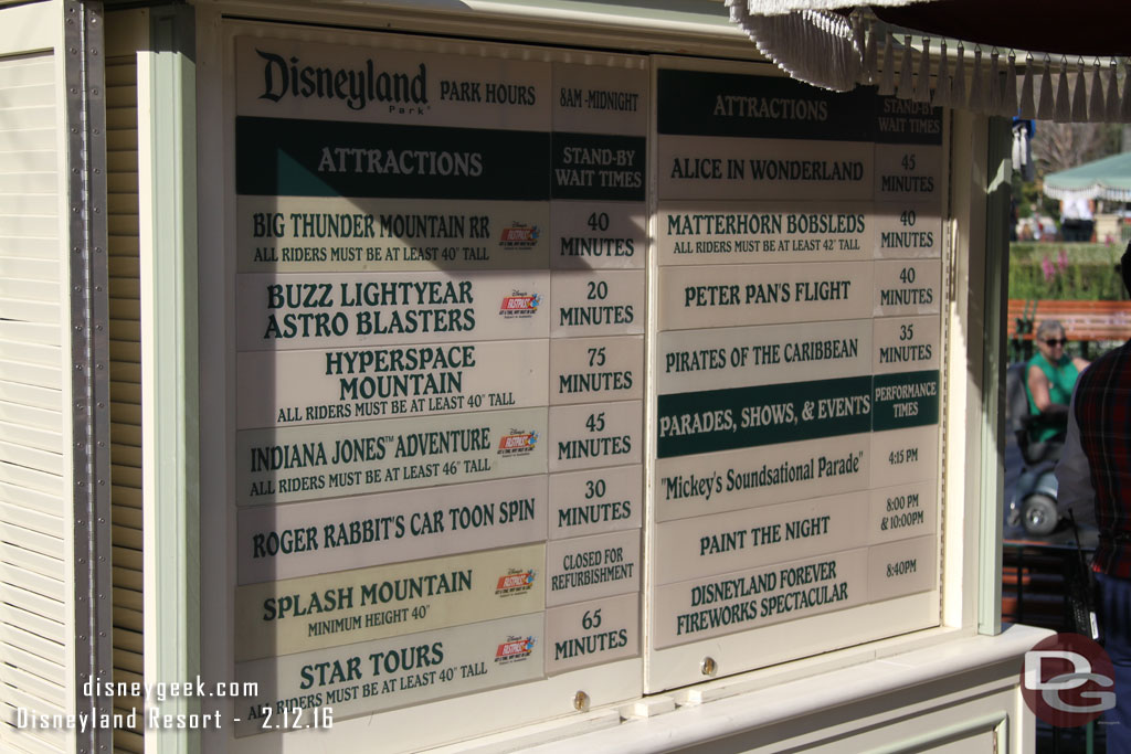 Wait times at 2:42pm