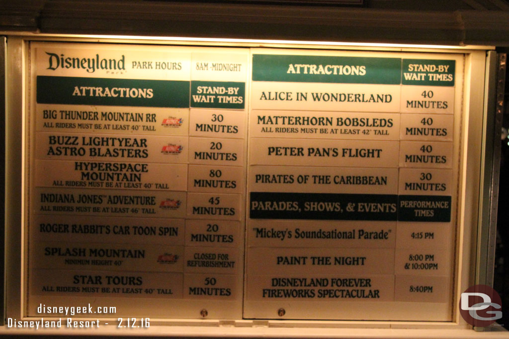 Wait times at 6:57pm