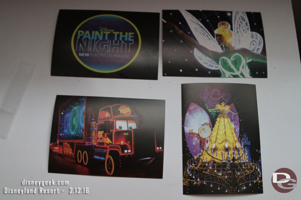 Paint the Night Post Cards packs were also being given out.