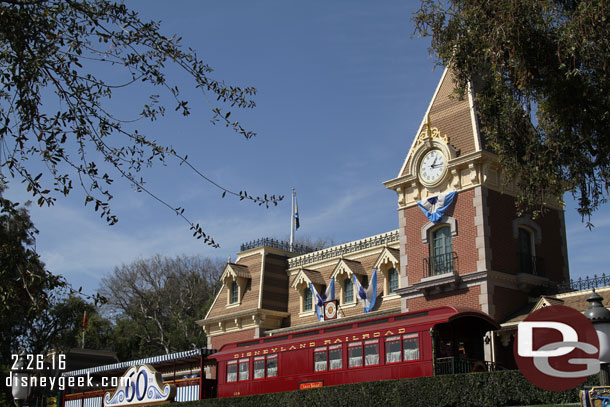 First stop today Disneyland.  The blue banners on the train station drooping like that look rather sad to me.