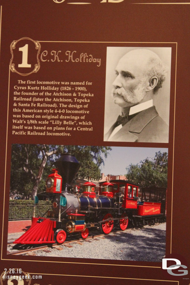 A closer look.  Each engine has a picture of the train, namesake and some information.