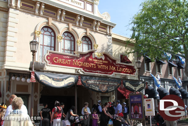 The sign in front of the Opera House features Great Moments.  The crowd was for APDays button and wristband distribution.