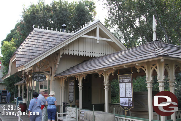 Informational signs up around the station.  The signs are printed on both sides and cast members said the plan is to move the crates out and open that area for guests too.