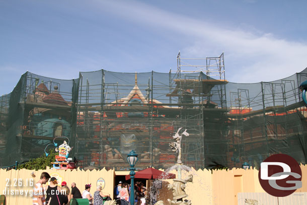 Work continues in Toon Town.  The completed areas really pop now, even with scaffolding in front of them.