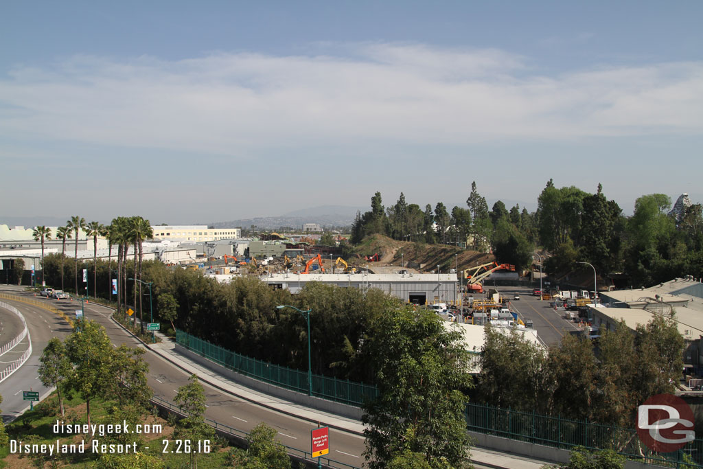 A much wider shot of the area.  The backstage facilities in the foreground were still in use on Friday.