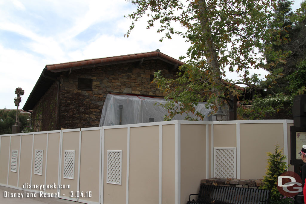 Work continues on the Blue Sky Cellar.  Have not seen any signs indicating what it is but saw some tweets speculation is it will be a DVC kiosk.