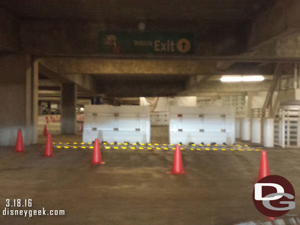 Some work going on in the parking structure on the 5th floor.  The entrance/exit driveway is re-routed around it.