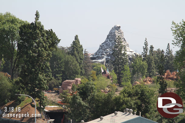 Looking into the park you can just barely see some of the equipment clearing the former ranch area and starting to move along the Rivers of America.