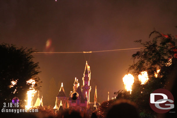 Fire has returned for the Nemo segment.  The last couple of times I saw the show it did not have the flames.  I had to laugh at my timing, of course Nemo is directly behind the Castle.