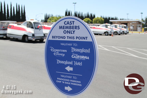 A sign to direct you around the tram area.  Still surprised they did not go with more trees/fences to block off this area.