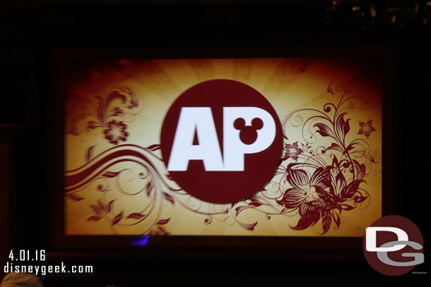 In between screening some AP logos and Festival logos.