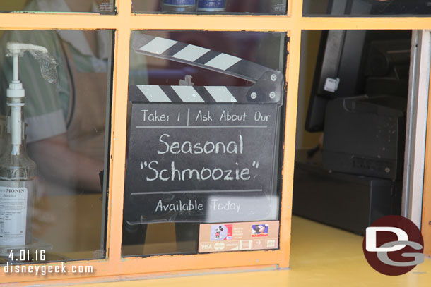 Schmoozies no longer has a specific sign for the seasonal offering.. 