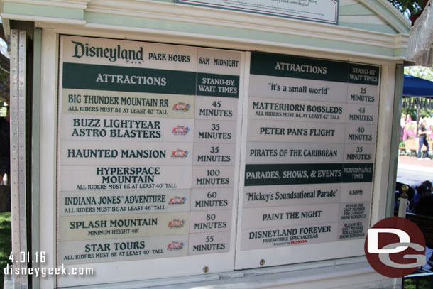 Wait times at 4:00pm