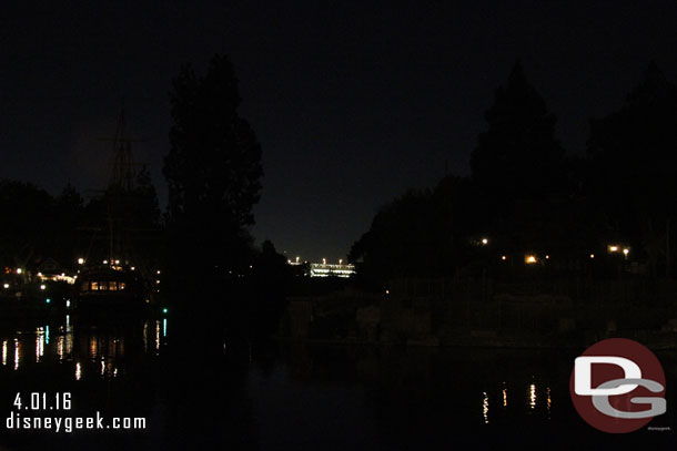 You can clearly see the parking structure from New Orleans Square. At night it stands out a bit more.