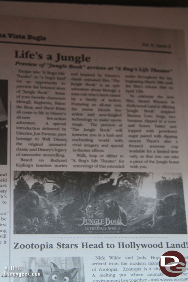 Jungle Book sneak peek now playing.