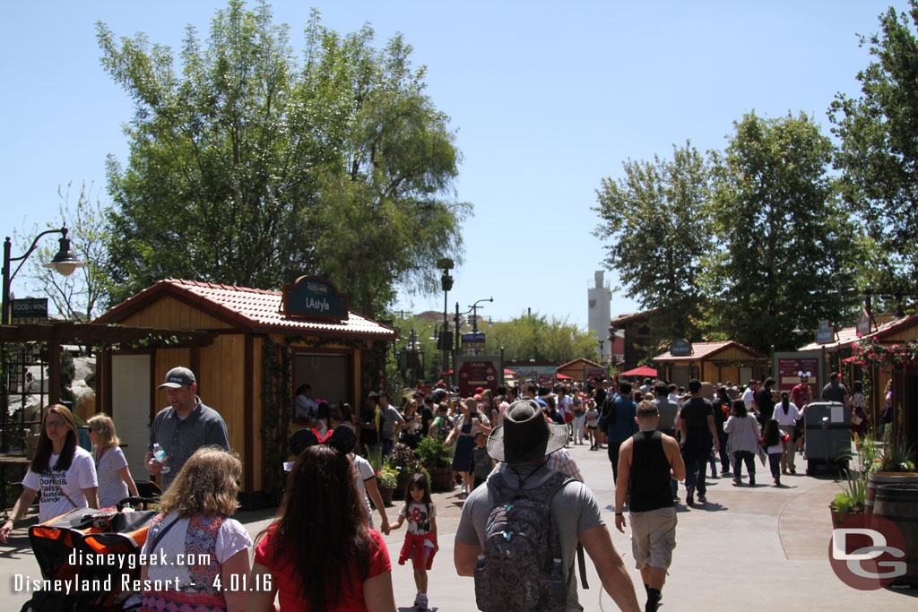 There are 8 Festival Marketplaces set up along the parade route between Carthay Circle and Paradise Pier.