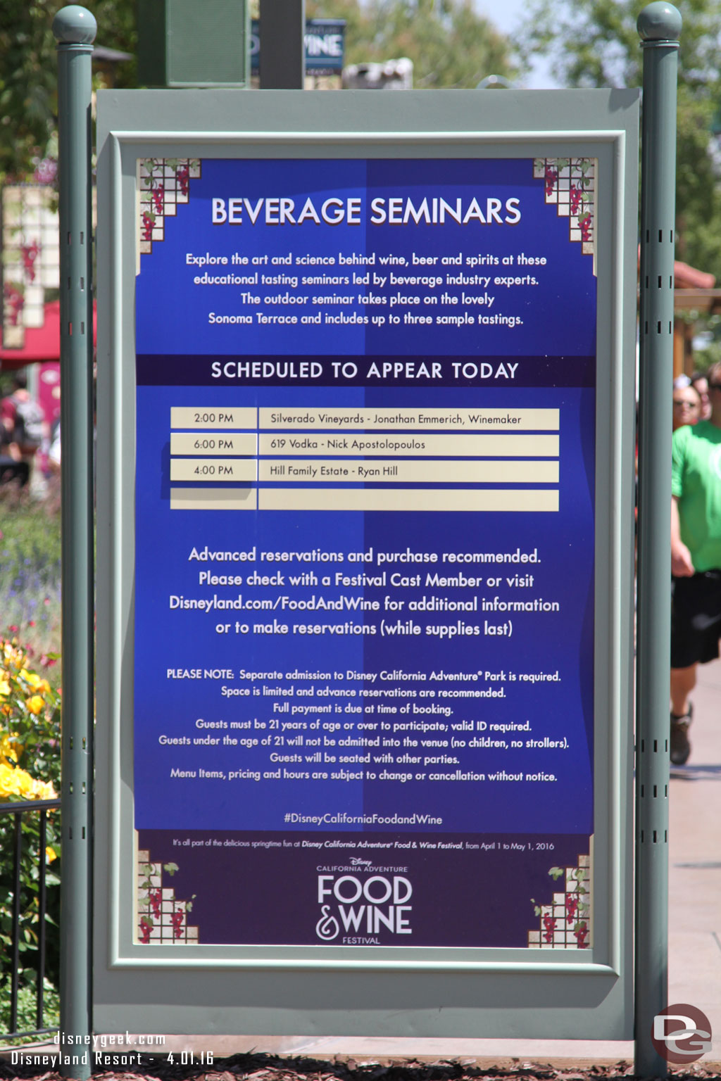 Beverage Seminars take place on the Sonoma Terrace