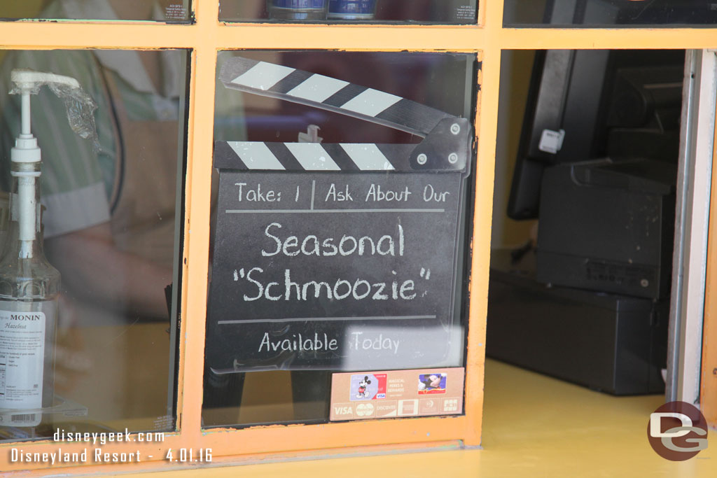 Schmoozies no longer has a specific sign for the seasonal offering.. 