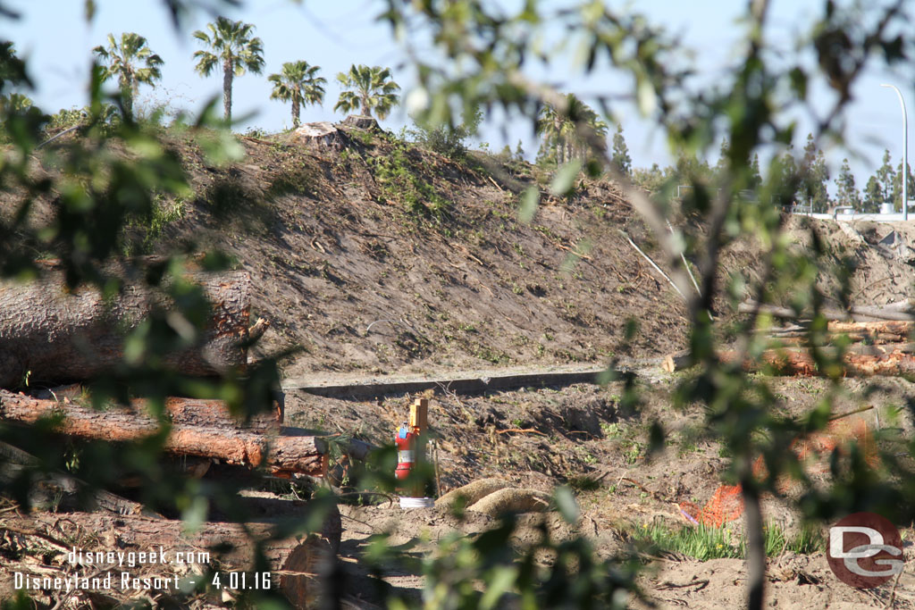 You can just barely make out where the train used to run in the middle of this picture.  The berm is cleared and the riverbank is being cleared.