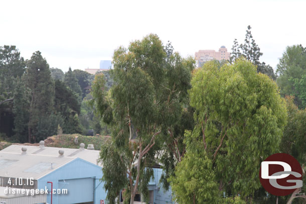 Beyond the buildings you can see the cleared berm near Critter Country.