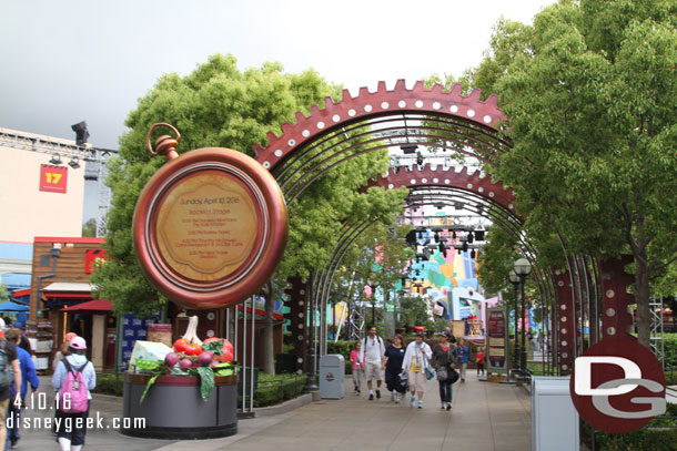 Back outside some new props at the entrance to the festival area.