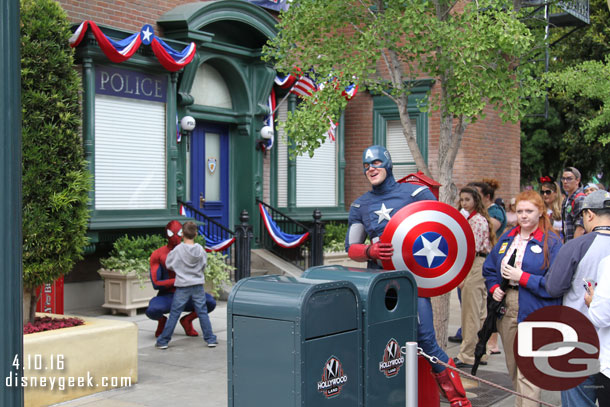 Captain America heading off, to the left you can see Spider-Man