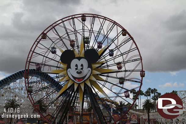 Mickeys Fun Wheel under the partly cloudy skies