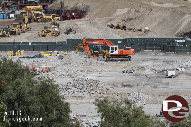 What is left of the backstage support buildings.. just some rubble.  Guessing  the concrete will be broken up and removed this week.