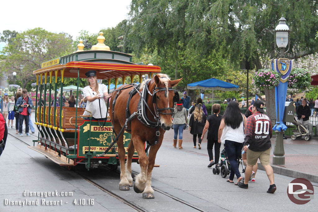 Two horse drawn street cars in service this morning.