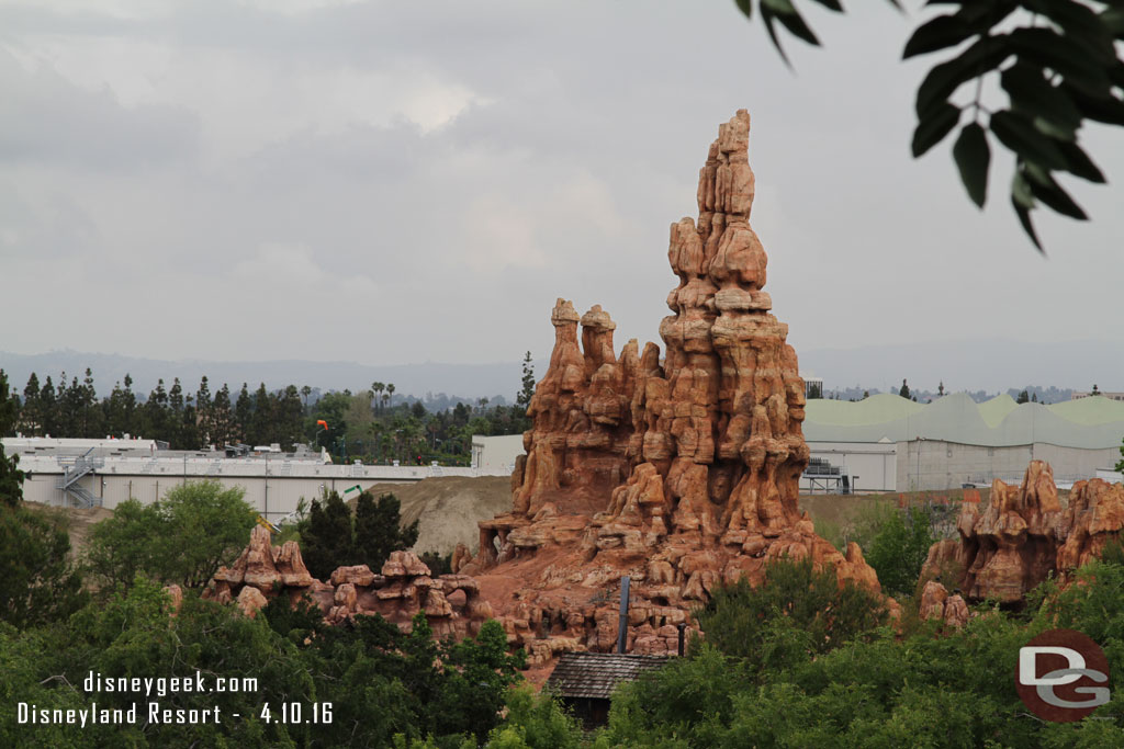 Decided to take a hike up the tree house to see what can be seen.  A clear view backstage beyond Big Thunder.