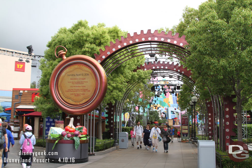 Back outside some new props at the entrance to the festival area.