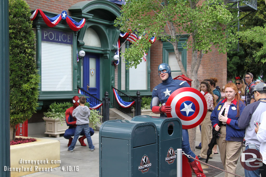 Captain America heading off, to the left you can see Spider-Man