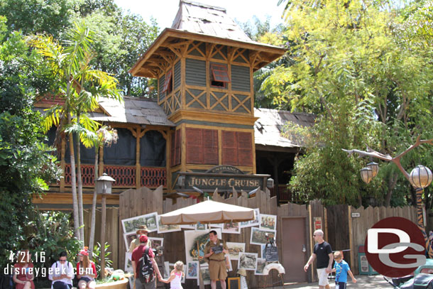 Walking through Adventureland you could hear the Jungle Cruise boats cycling and some of the effects.