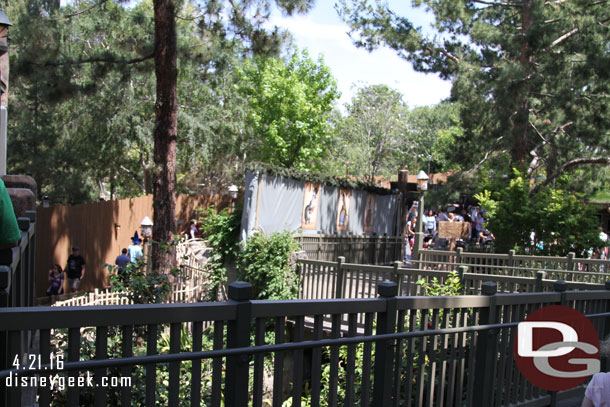 Some of the walls by the Hungry Bear have been removed. It makes it look much less closed.  You still cannot see any of the work really so they appear to have been redundant.