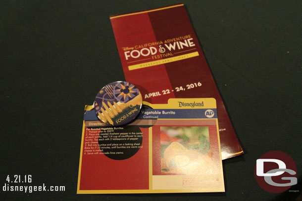 The AP button and recipe for this week at the Food & Wine Festival.