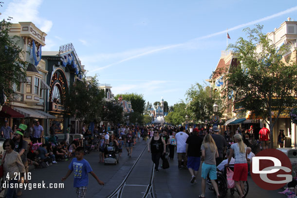 Back to Disneyland.  Main Street USA at 5:52.  Guests already lining up for 8:15pm Paint the Night.