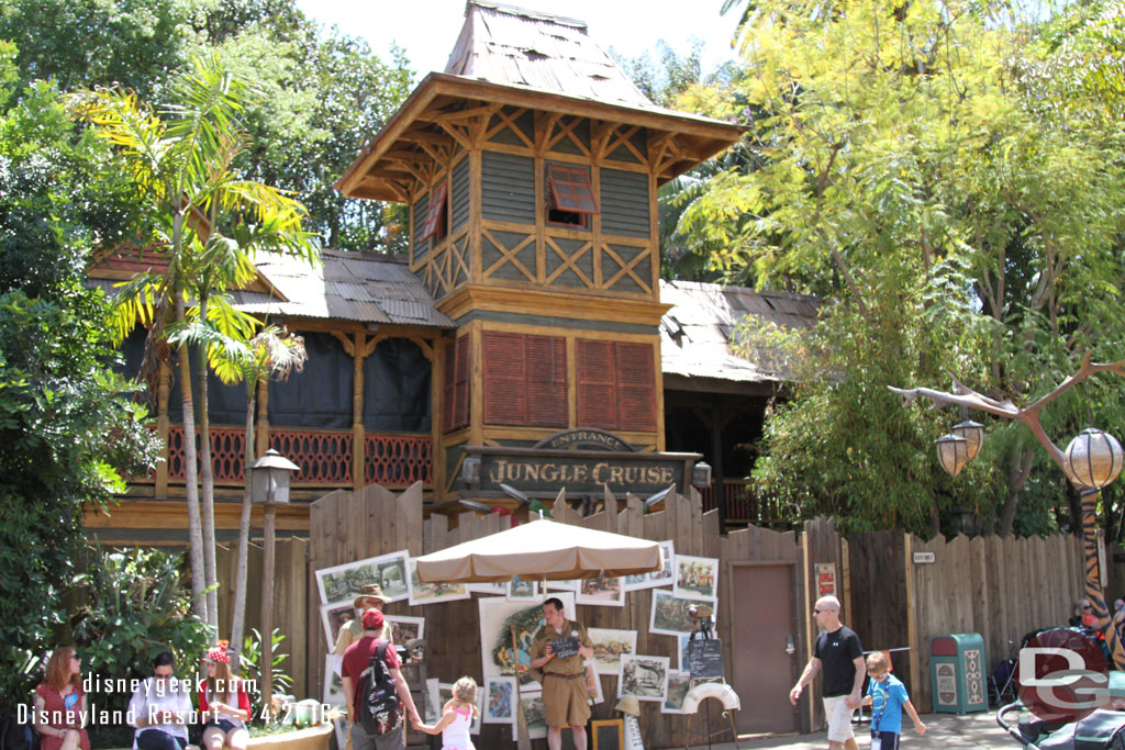 Walking through Adventureland you could hear the Jungle Cruise boats cycling and some of the effects.