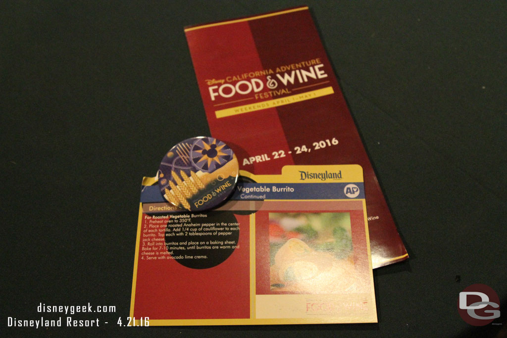 The AP button and recipe for this week at the Food & Wine Festival.