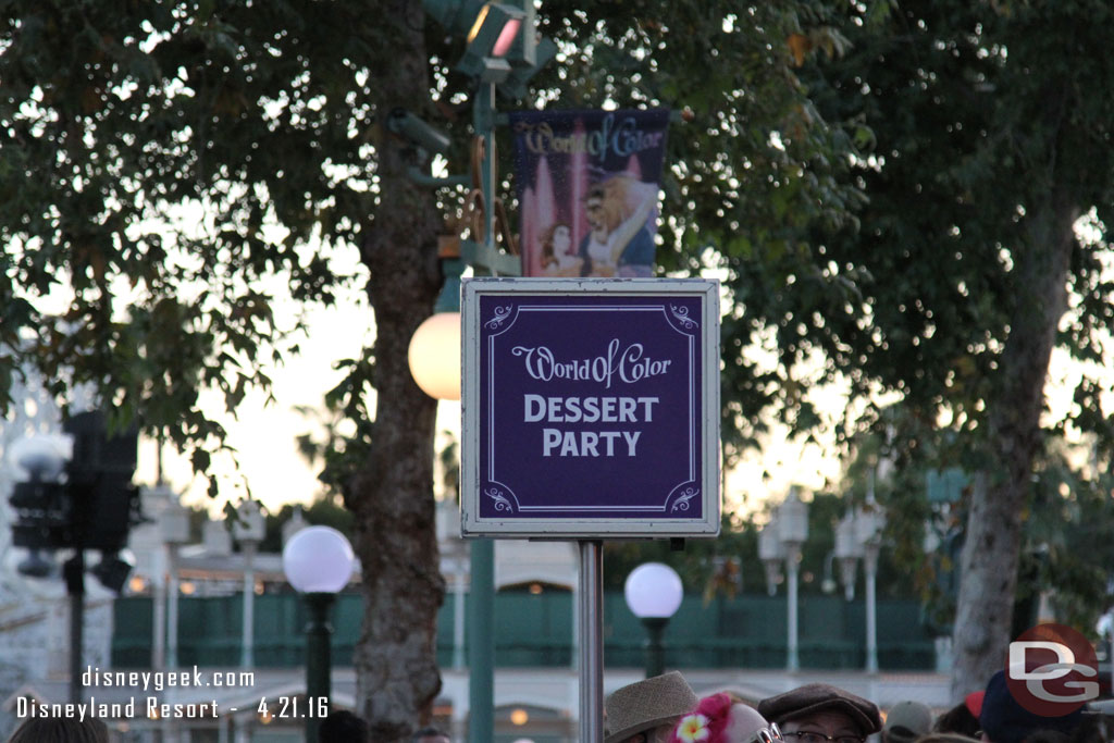 I had the opportunity to attend a World of Color Dessert Party on Thursday night.  So I queued up at 7:15pm, it was to open at 7:30.  For a more detailed review visit our blog for <a href=