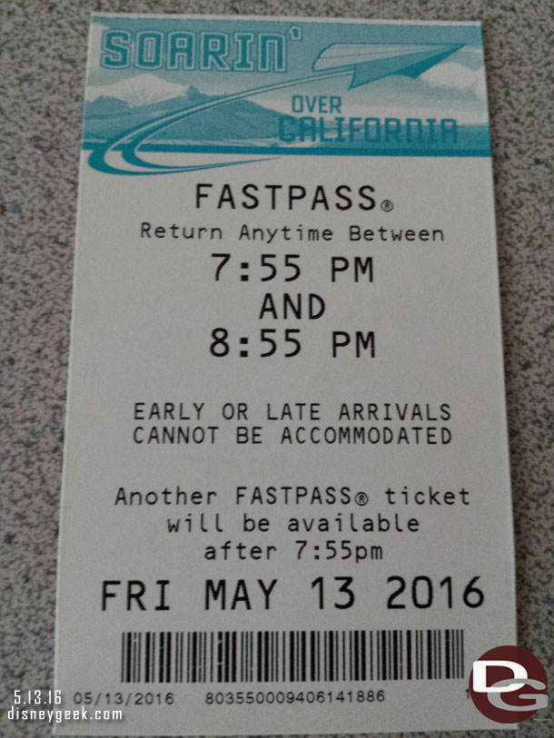 I picked up a FastPass for later.