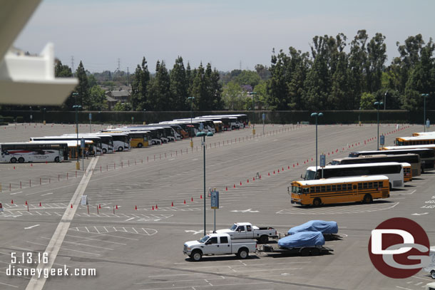 The Pinocchio lot is being filled up with buses for Grad Nite.