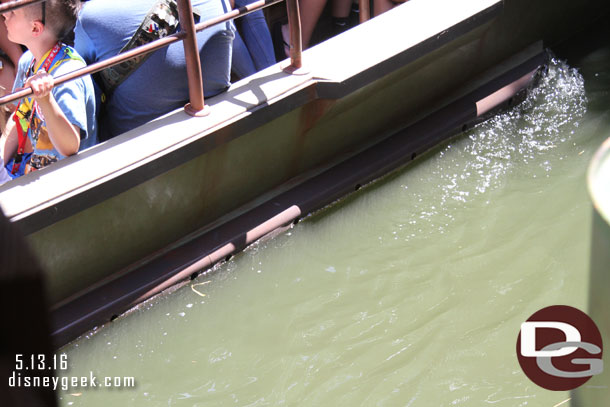 The boats have been retrofitted with runners/fins that are used to stabilize them in the dock area now.