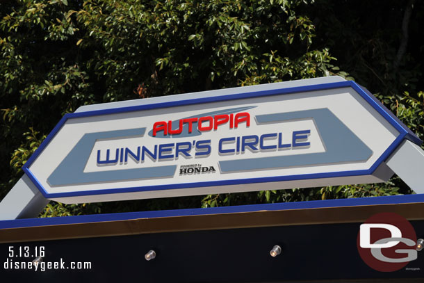 The Winners Circle has a new sign too.