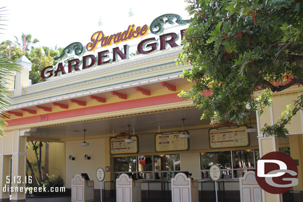 The Garden Grill closed several weeks ago, internet reporting is due to budget cutbacks around the resort.