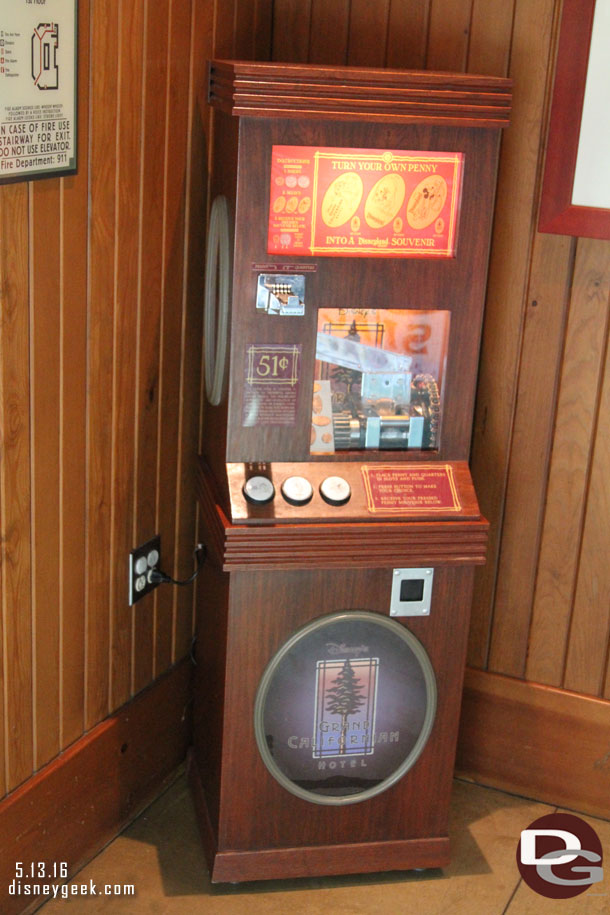 The pressed penny machine in White Water Snacks