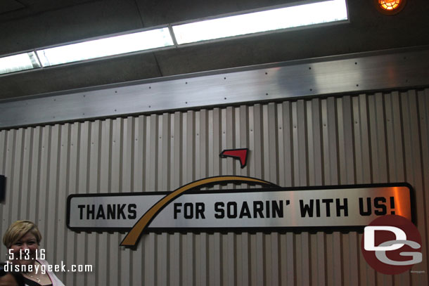 It took approx 25 minutes with a FastPass to wait in line and then experience Soarin.  