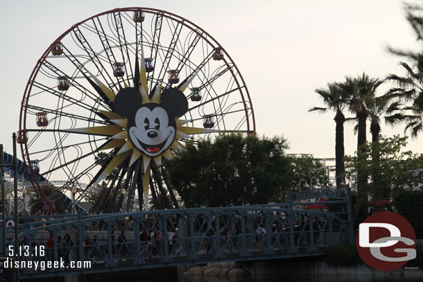 The Fun Wheel as the sun is setting.