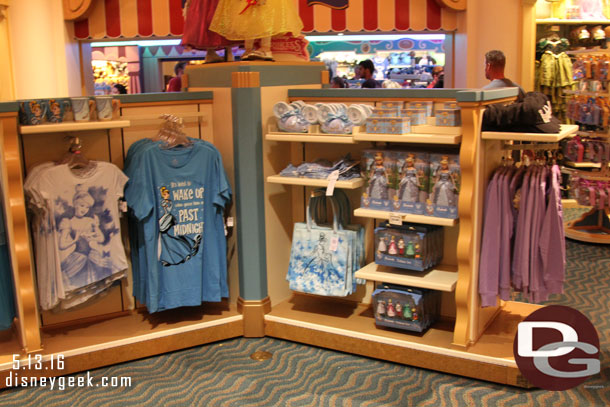 Cinderella and other princess merchandise is in the other half of the store.  No Zootopia merchandise was spotted.