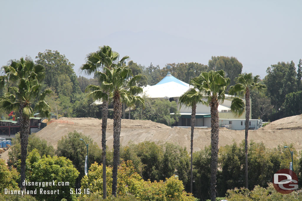 Zooming in you can see a large mound of dirt on the site now as they re-confiigure the old berm and river.